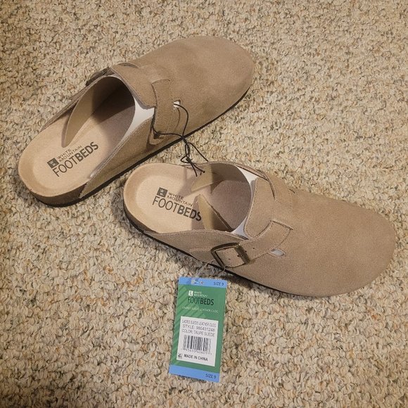 White Mountain Shoes - White Mountain Footbeds Taupe Suede Clogs Size 9 Women's NWT
